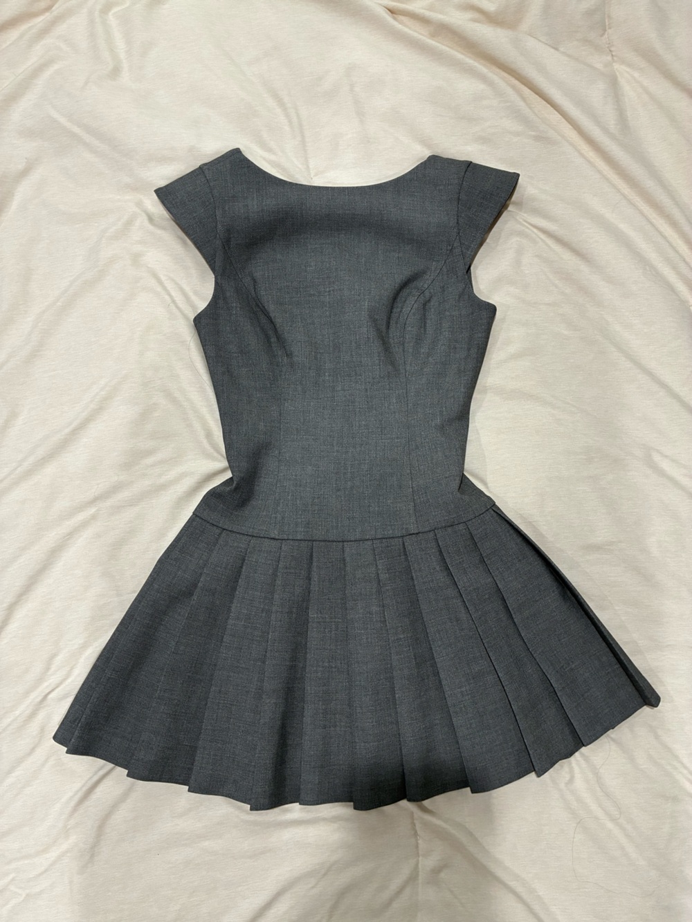 Sunday Best Pleated Fit-and-Flare Dress in Charcoal